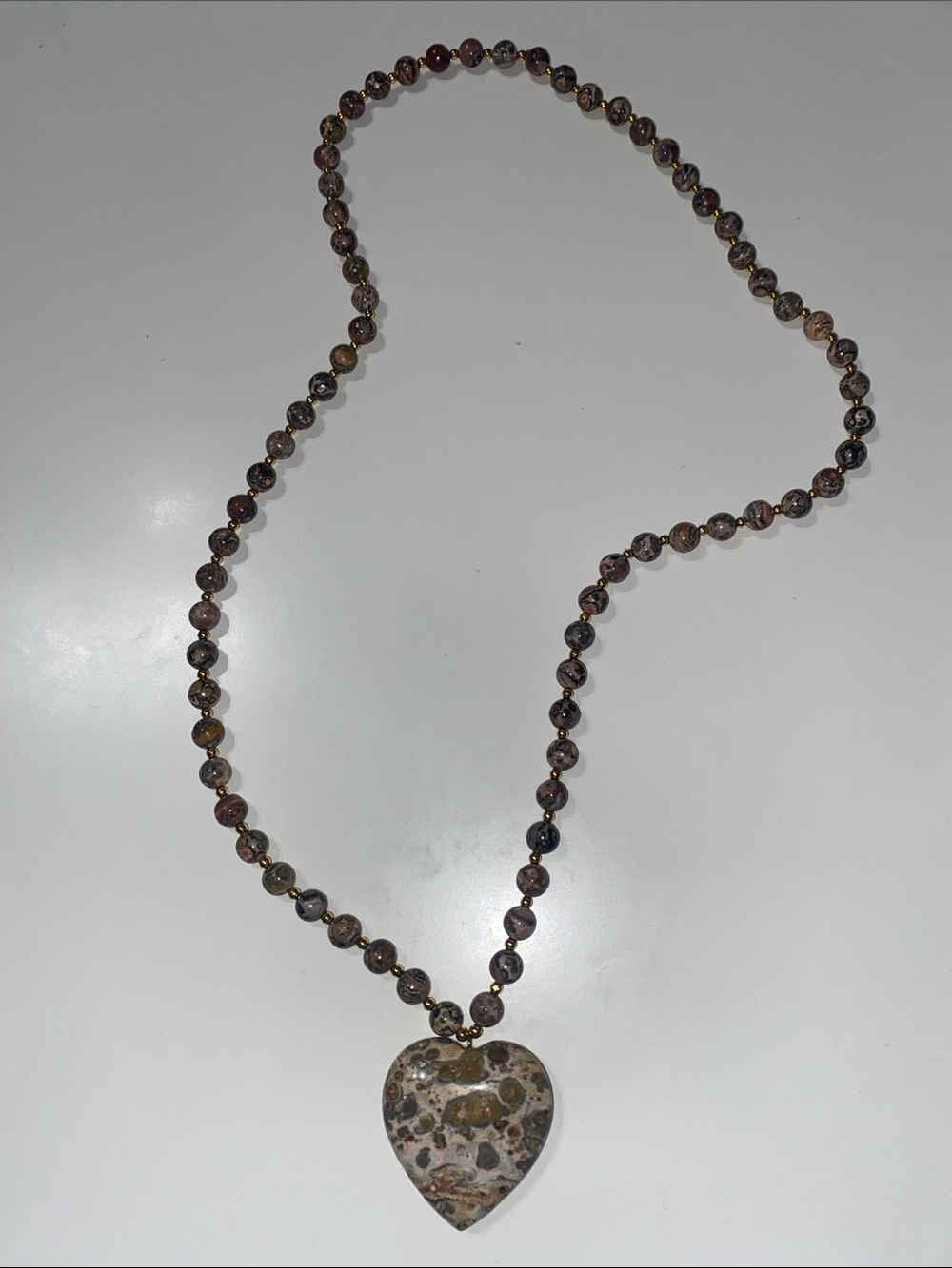 Natural Jasper? Heart Pendant Necklace in Brown and Tan